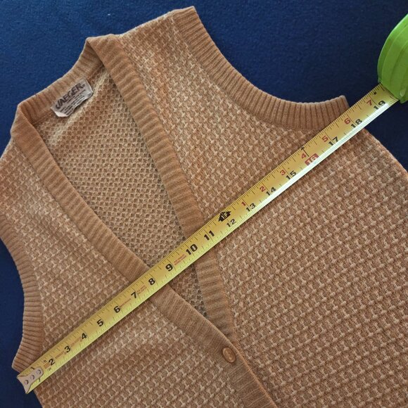 Vtg Jaeger Lambswool Button Down Vest Mens 36 Size S Tan Cream Grandpa Academia - Picture 8 of 9